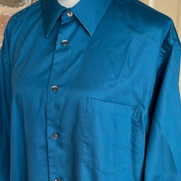 Geoffrey Beene Blue Classic Fit Wrinkle Free Shirt Size 16.5 & 32/33 Workwear - Picture 7 of 7